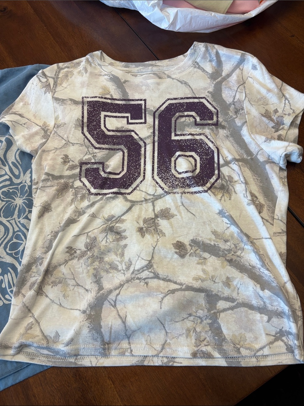 Girls' Short-Sleeve Tee with '56' Graphic in White and Purple